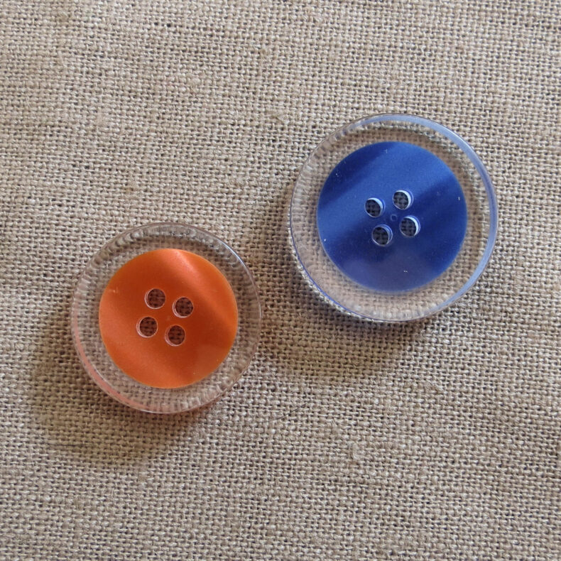 Rund halv blank knapp - Fanget farge stor