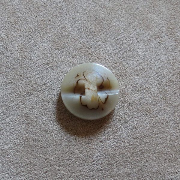 Rund halvblank knapp - Abstrak Blomst solid - Beige