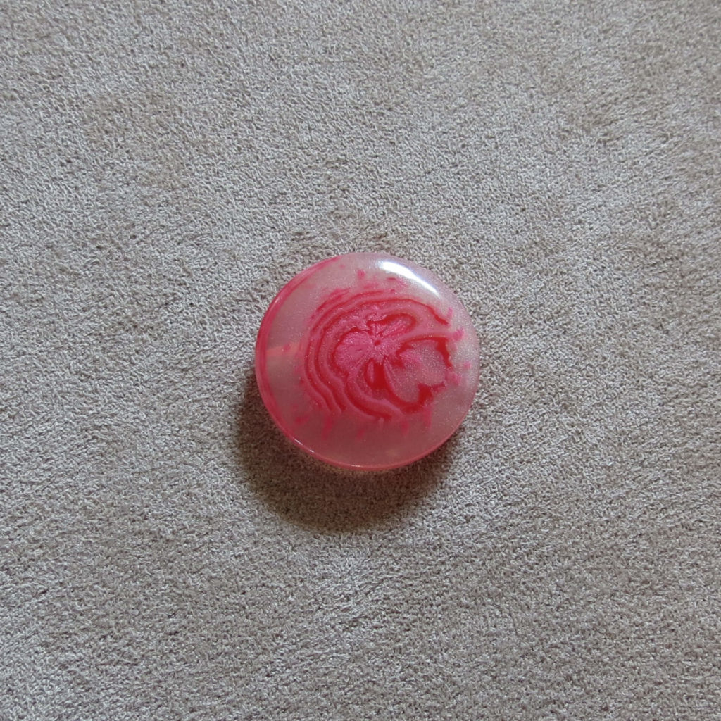 Rund halvblank knapp - Abstrak Blomst Gjennomsiktig - Rød